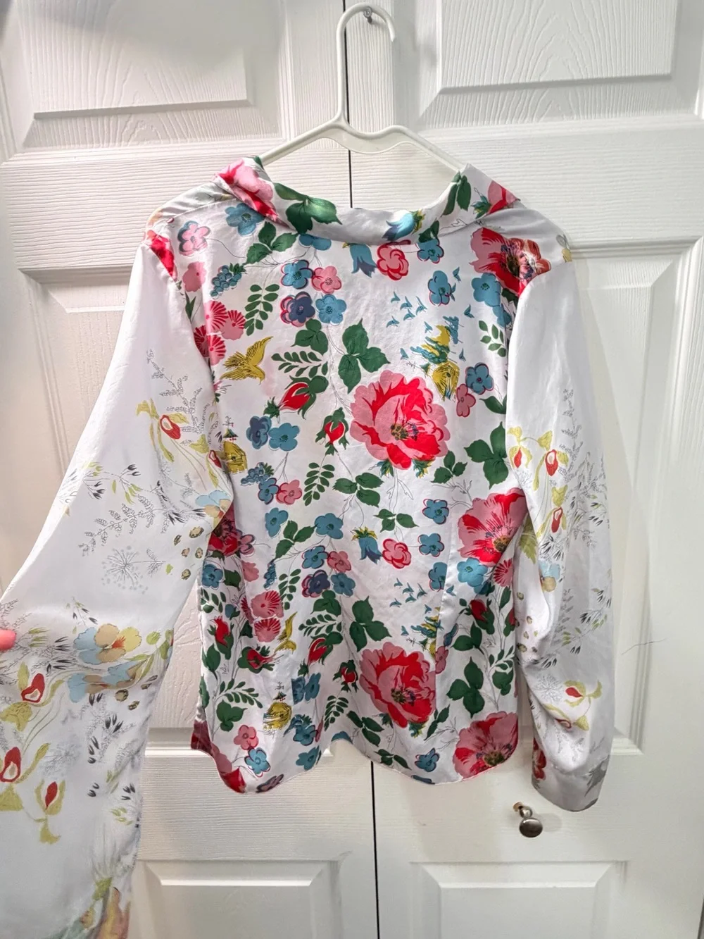 Johnny Was 100 Percent Silk Floral Button Down Blouse Medium Boho Cottagecore
